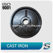 Cast iron weight lifting plates for barbell